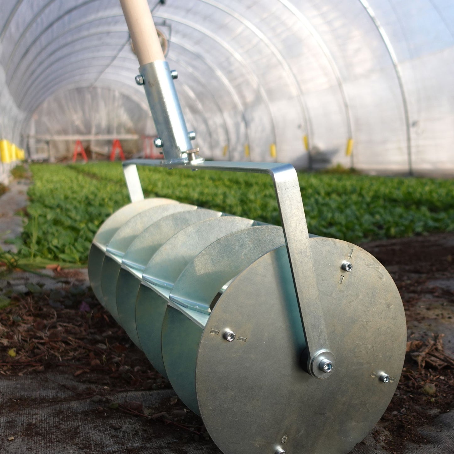 Green Tools Tech Grid Marker VAR20 with adjustable steel discs for precise no-dig market garden bed layout