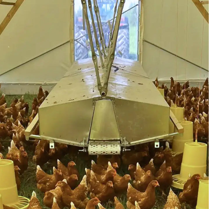 Green Tools TECH Nest Box System in a mobile chicken hoop-coop.