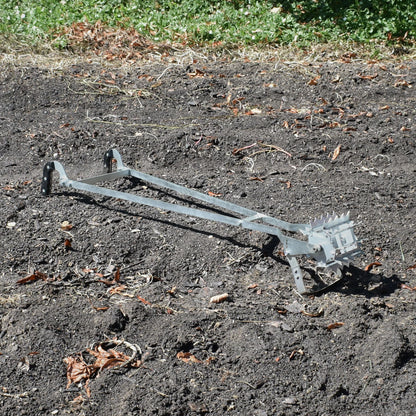 Green Tools Tech Roto Hoe with galvanized steel rotating drum and adjustable blade for no-dig market garden soil cultivation and weeding