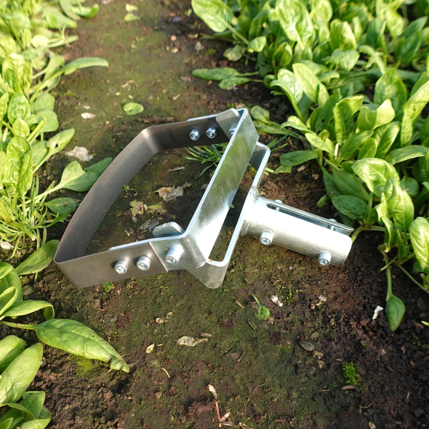 Green Tools Tech Swing Hoe 20 with spring steel blade for fast no-dig market garden weeding and soil loosening between crops