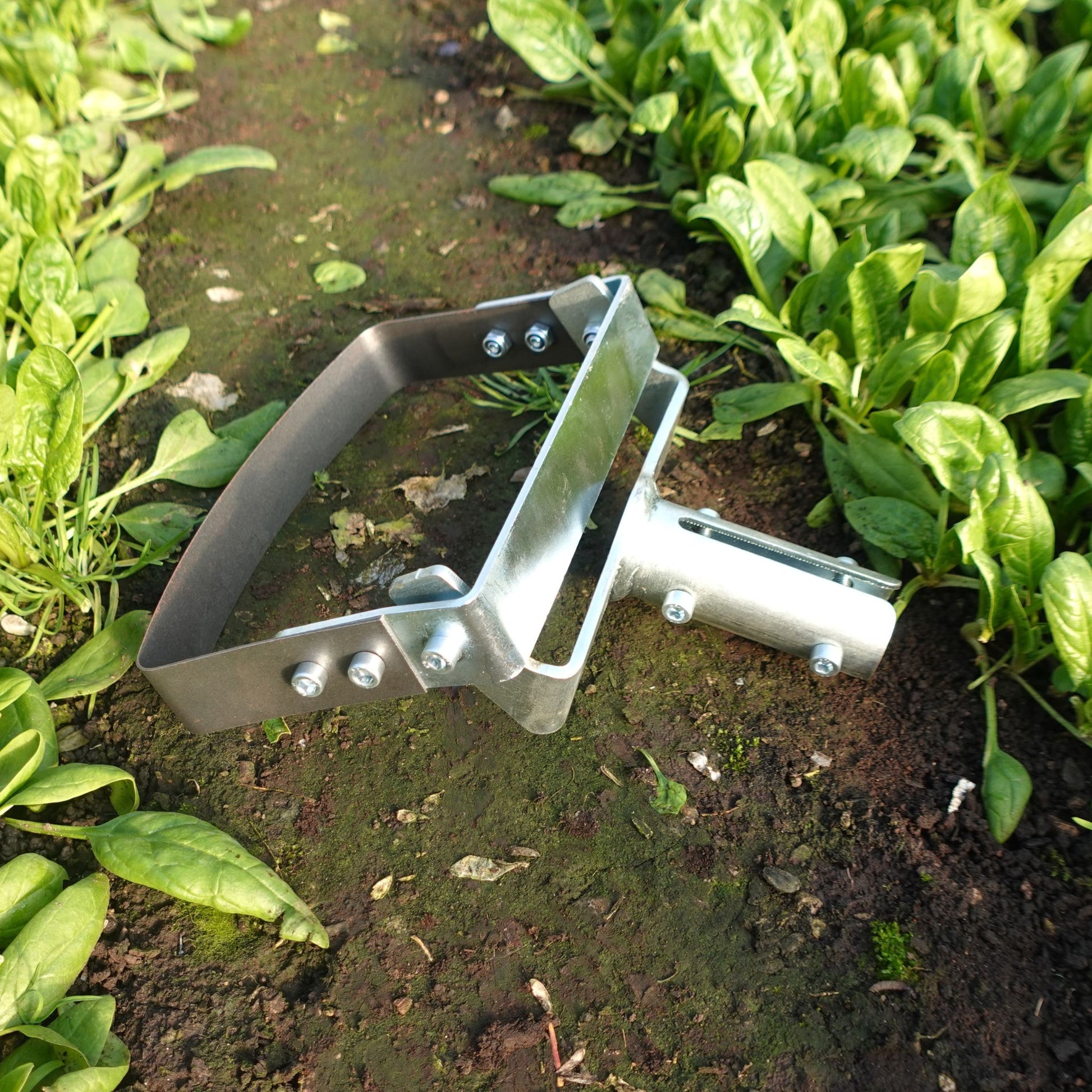 Green Tools Tech Swing Hoe 20 with spring steel blade for fast no-dig market garden weeding and soil loosening between crops